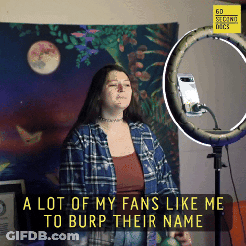 Woman Burp Fans Names GIF
