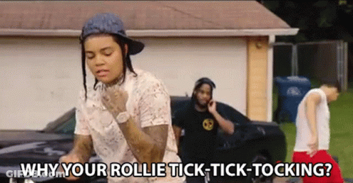 Woman By Car Asks Why Your Rollie Tick-Tick-Tocking GIF