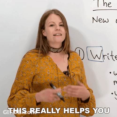 Woman By Whiteboard Saying This Really Helps You GIF