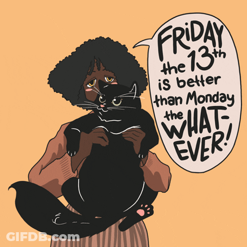 Woman Carrying Black Cat Friday The 13Th GIF