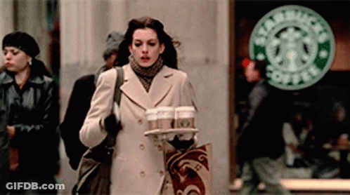 Woman Carrying Coffee Tray GIF