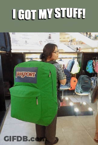Woman Carrying Large Green JanSport Backpack GIF