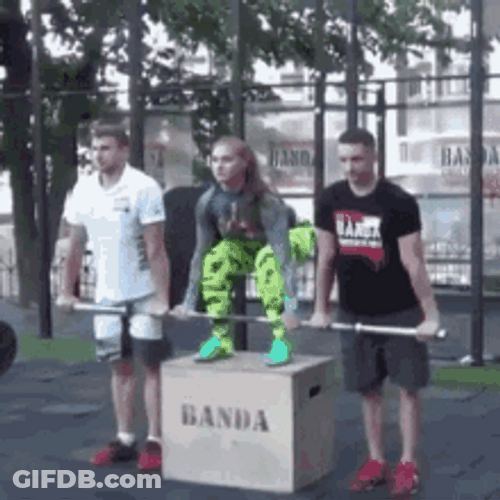 Woman Carrying Men By Deadlifting GIF