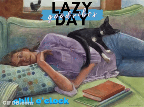 Woman Cat Lazy Good Vibes Chill O'clock GIF