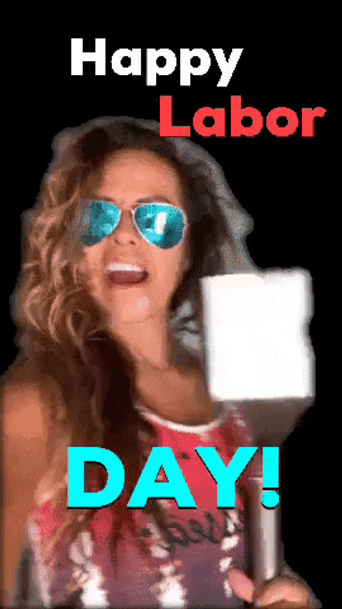 Woman Celebrate Happy Labor Day GIF