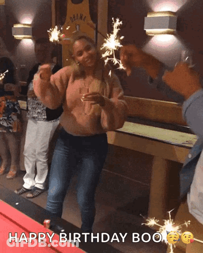 Woman Celebrating Birthday With Sparklers Happy Birthday Boo GIF