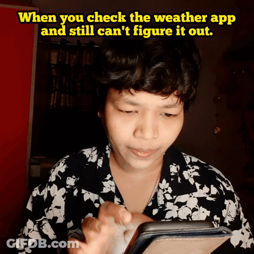 Woman Checking Weather App On Cell Phone GIF