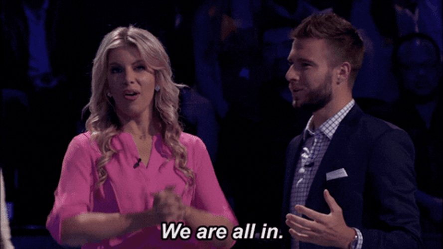 Woman Cheering We Are All In GIF