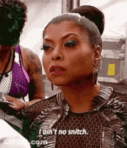 Woman Claiming That She's Not A Snitch GIF