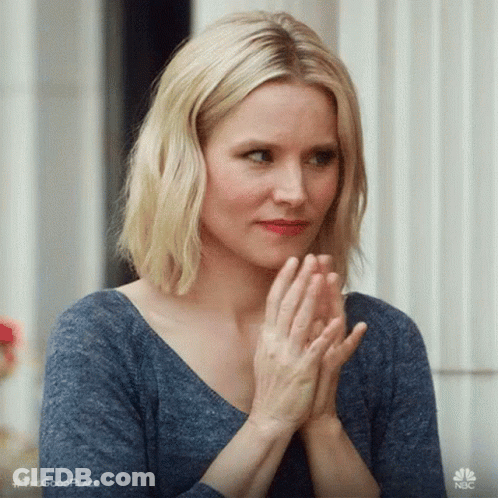 Woman Clapping Hands In Blue Shirt GIF