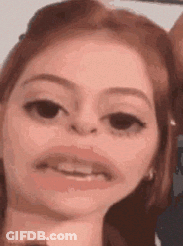 Woman Close Up Making Funny Face Mouth Open GIF