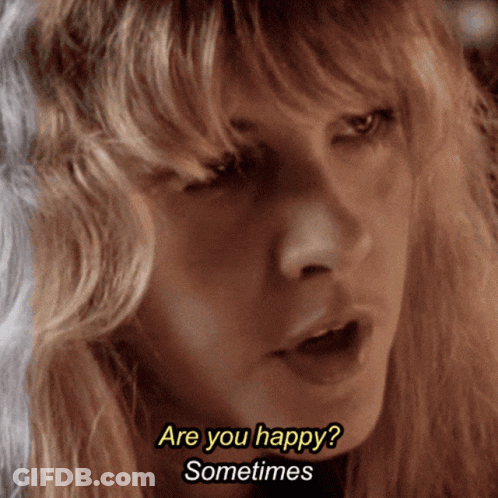 Woman Close Up Saying Are You Happy Sometimes GIF