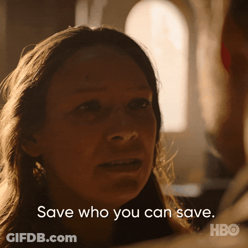 Woman Close-Up Saying Save Who You Can Save GIF