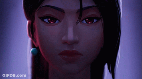 Woman Close Up With Red Eyes And Blue Earring GIF