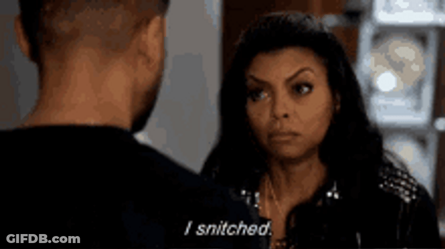 Woman Confessing That She's A Snitch GIF