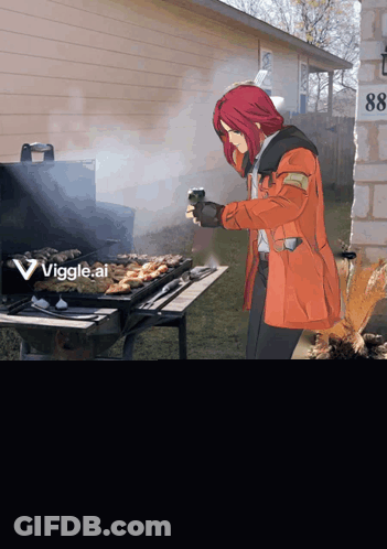 Woman Cooking On Grill With Vigge.ai GIF