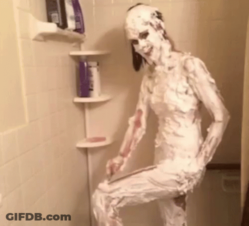 Woman Covered In Shaving Cream GIF