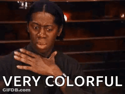 Woman Covering Chest Saying Very Colorful GIF