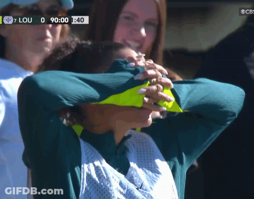Woman Covering Eyes Watching Tennis Match Lou And CBS GIF