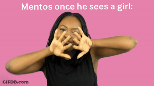 Woman Covering Face Mentos Once He Sees A Girl GIF