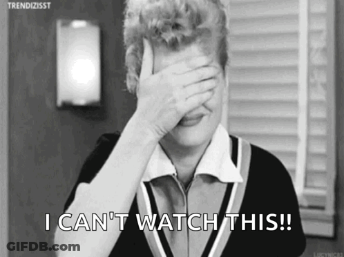 Woman Covering Face Saying I Can't Watch This GIF