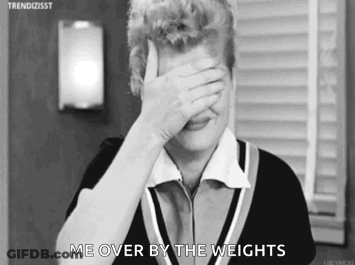 Woman Covering Face Saying Me Over Weights GIF
