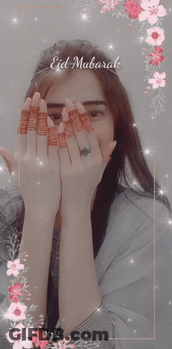Woman Covering Face With Hands Eid Mubarak GIF