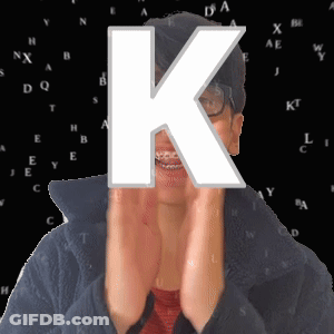 Woman Covering Face With Letter K GIF