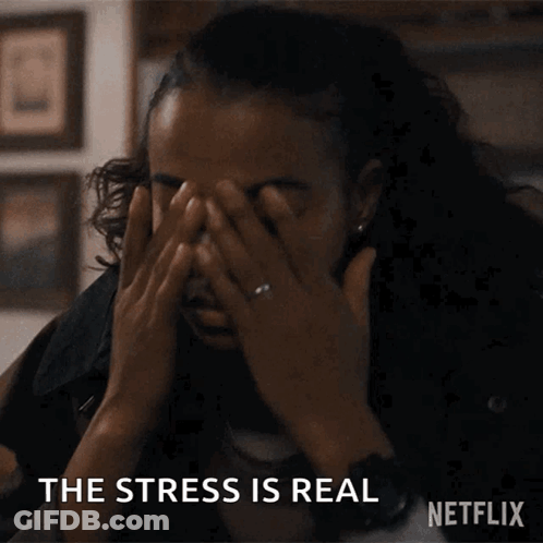 Woman Covering Face With Stress Is Real GIF