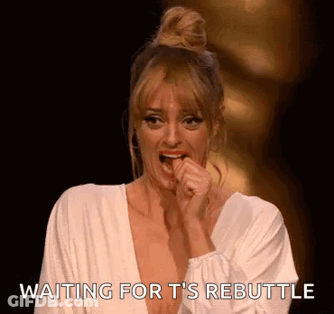 Woman Covering Mouth Waiting For Rebuttal GIF