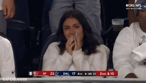 Woman Covering Mouth Watching CBS NFL Football GIF