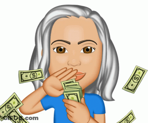 Woman Covering Mouth With Dollar Bills GIF