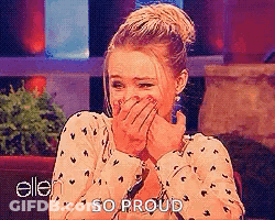 Woman Covering Mouth With Hands So Proud GIF