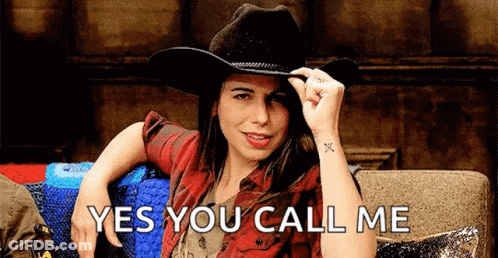 Woman Cowboy Hat Plaid Shirt Says Yes You Call Me GIF