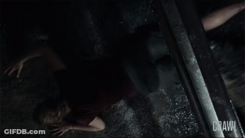 Woman Crawling In Dark Room Saying Crawl GIF