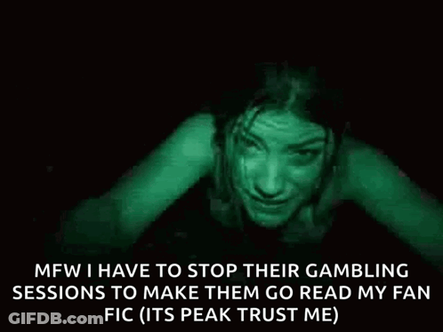 Woman Crawling In Dark With Green Face Light GIF