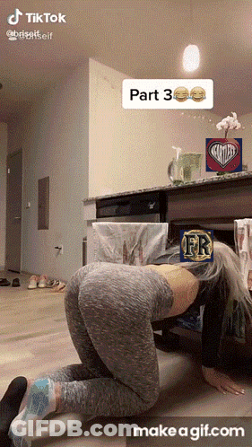 Woman Crawling Under Table With FR Sticker GIF