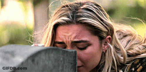 Woman Crying At Man Statue GIF