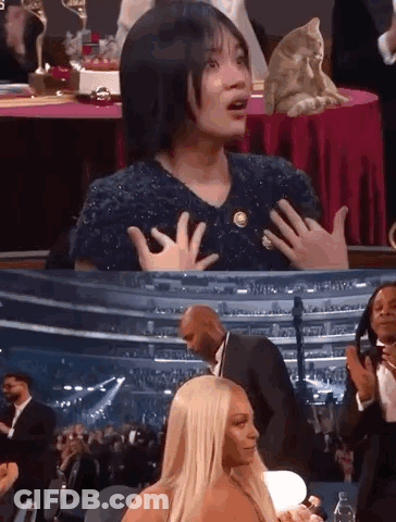 Woman Crying Before Crowd At Awards Show GIF