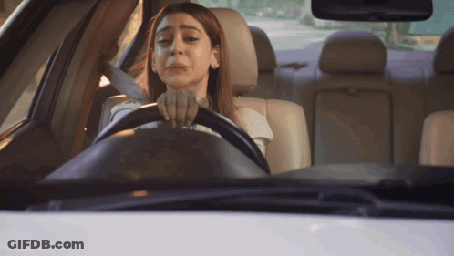 Woman Crying Driving Car GIF