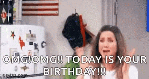 Woman Crying Hat Fridge Saying Today Is Your Birthday GIF
