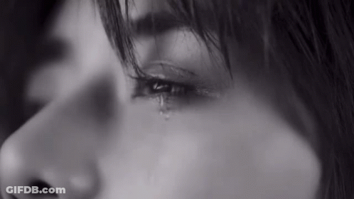 Woman Crying In Black And White Photo With Tear GIF