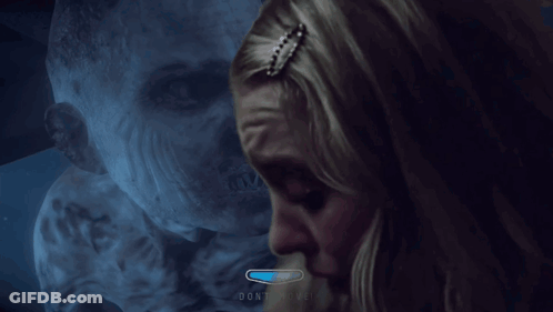 Woman Crying In Front Of Monster 00 GIF