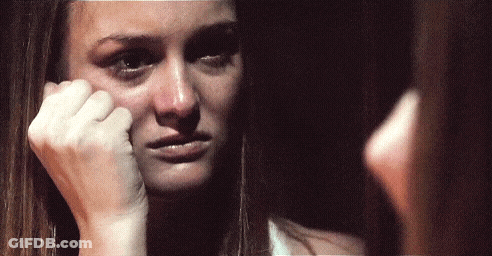 Woman Crying Looking In Mirror GIF