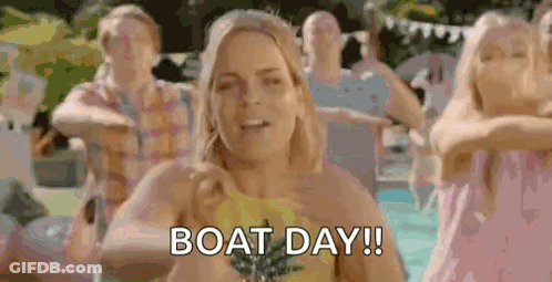 Woman Dancing Holding Pineapple Saying Boat Day GIF