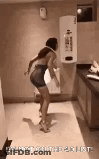 Woman Dancing In Bathroom With I M Not On 4.0 List GIF