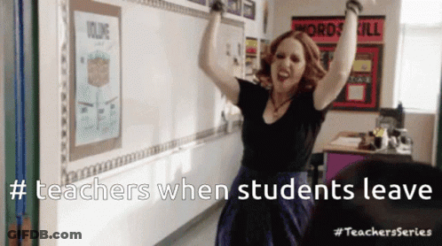 Woman Dancing In Classroom Teachers When Students Leave GIF