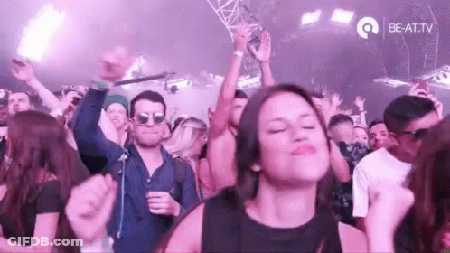 Woman Dancing In Crowd At Music Festival GIF
