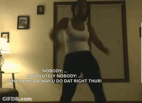 Woman Dancing In Dark Room Saying Nobody GIF