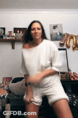 Woman Dancing In Front Of Bitch Sign GIF